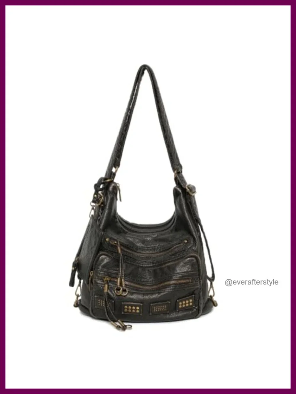 Y2K Vintage Hobo Bag Vegan Leather Shoulder Purse Adjustable Strap